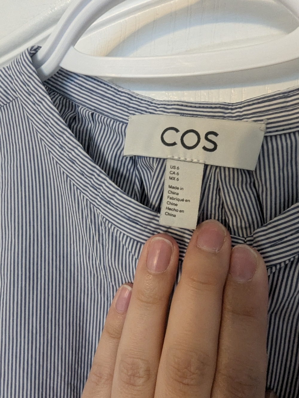 COS Cotton Blue Round-Neck Peasant Blouse - Picture 3 of 5